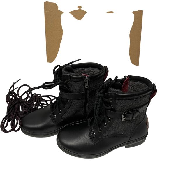 UGG Kesey Black Lace Up Waterproof Ankle Combat Winter Boot Womens Size 5 NEW - Picture 3 of 13